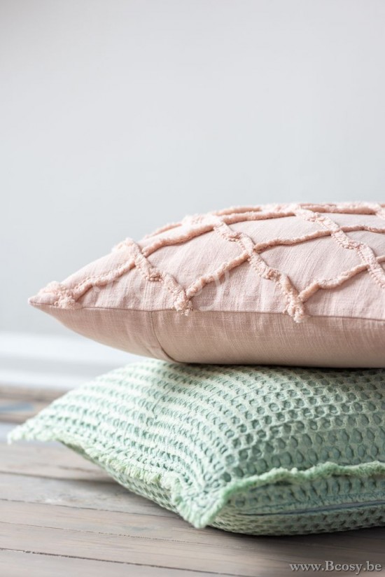 Jline Almohada Rombos Ondulados Algodon Rosa Claro