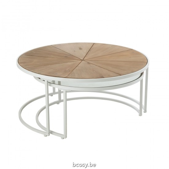 J Line Set Of 2 Sidetables Relax Metal Wood White Natural nesting side tables sidetables.