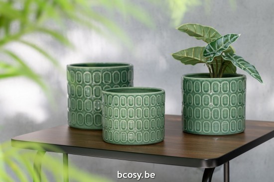 Jline Maceta Oval Motivo Cerámica Verde Large.