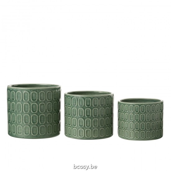 J Line cachepots de fleur Jolipa Cachepot Oval Motif Ceramique Vert Large.
