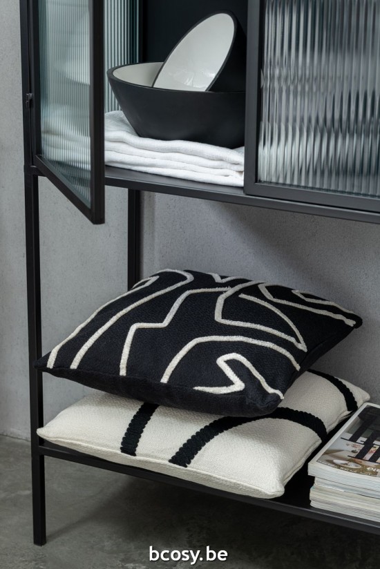 Jline Cojín Línea Textil Blanco Negro.