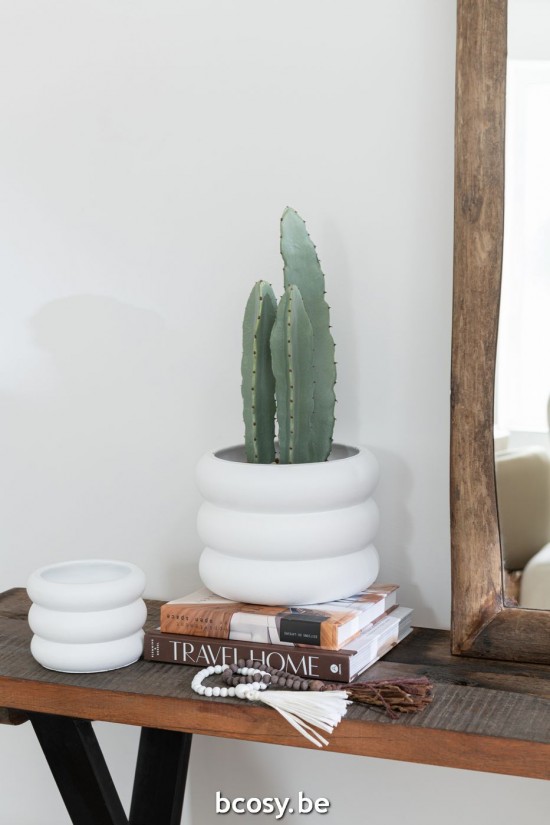 Jline Macetero Anillo Cemento Blanco Large.