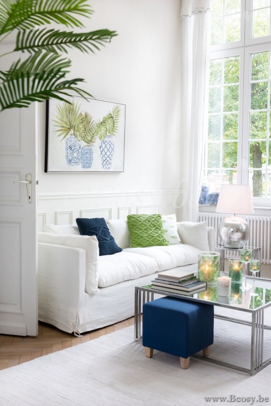 Jline Cojin Macrame Cuadrado Algodon Azul