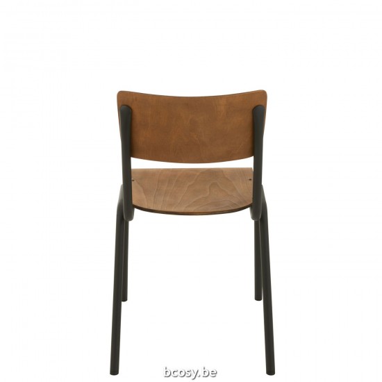 Jline Stoel Hout Metaal Bruin.