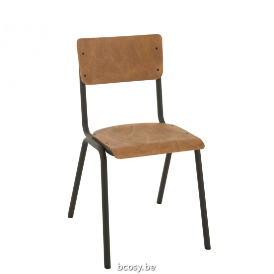 J Line Stoel Hout Metaal Bruin stoelen eetkamerstoelen eethoekstoelen eettafelstoelen eetstoelen JO35000.