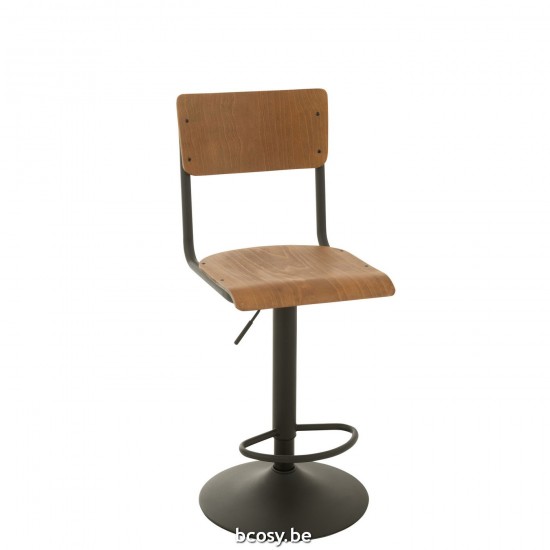 J Line Barstoel Hout Metaal Bruin barstoelen JO35001.