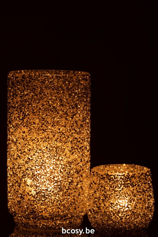 Jline Windlicht Glitter Glas Silber Large t lichthalter teelichtleuchter teelichte.