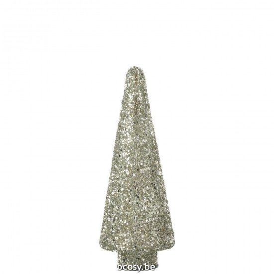 J Line Kerstboom Glitter Glas Zilver Small kerstbomen JO35134.