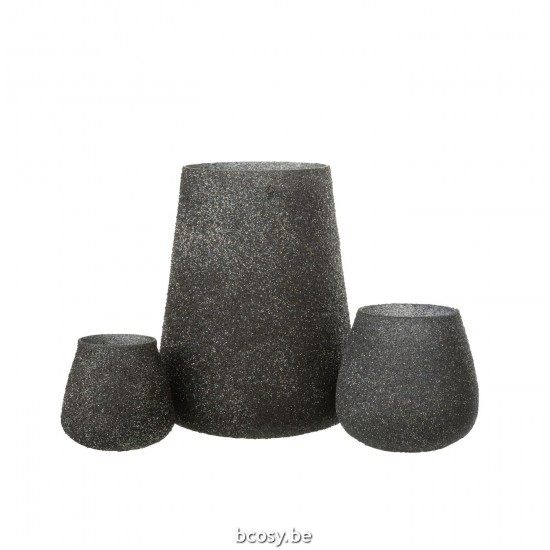 Jline Windlicht Glitter Glas Paars Large.