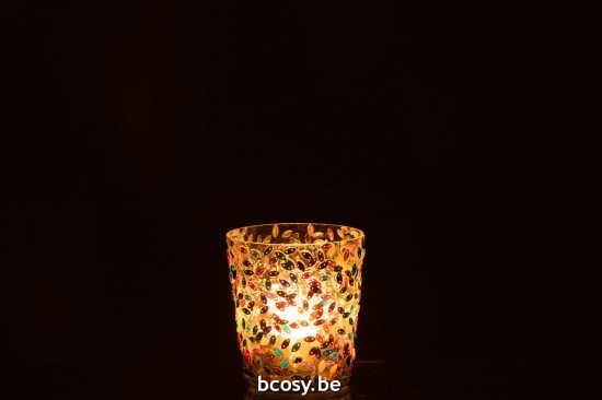 J Line photophores Jolipa Photophore Feuille Mosaique Verre Pastel Large.