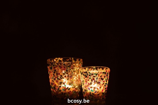 Jline Windlicht Blatt Mosaik Glas Pastel Large t lichthalter teelichtleuchter teelichte.