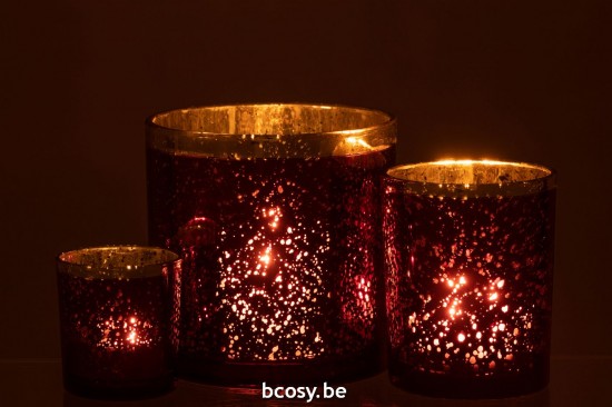 Jline Windlicht Goldrand Glas Bordeaux Large t lichthalter teelichtleuchter teelichte.