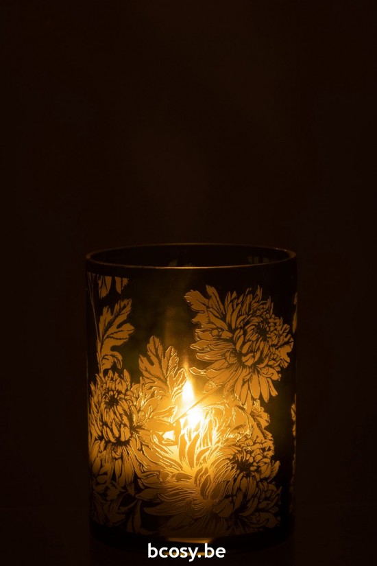 J Line photophores Jolipa Photophore Fleurs Verre Mat Vert Extra Large.