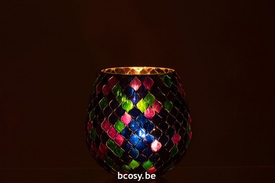 J Line photophores Jolipa Photophore Mosaic Verre Mauve Large.