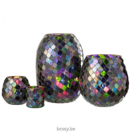 J Line Hurricane Mosaic Glass Purple Extra Large tea lights holders.