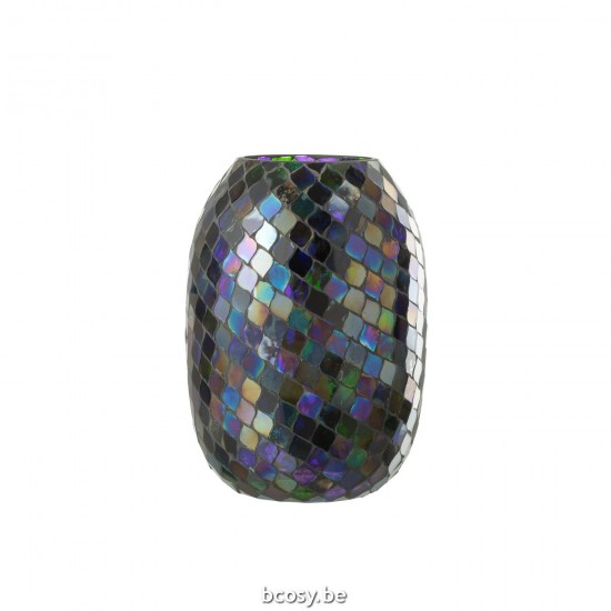 J Line Windlicht Mozaiek Glas Paars Extra Large T theelichten theelichthouders waxinelichten JO35418.