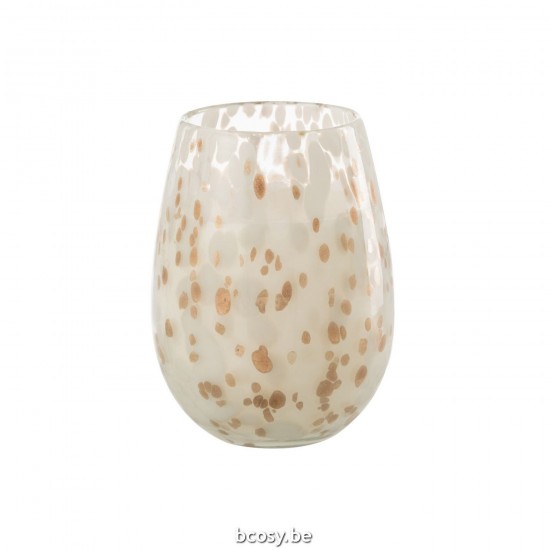 J Line Geurkaars Mia Wit Mix Glas Large geurkaarsen JO35737.