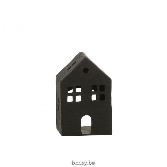 J Line Kaarshouder Huis Aluminium Zwart T theelichten theelichthouders waxinelichten JO36280.