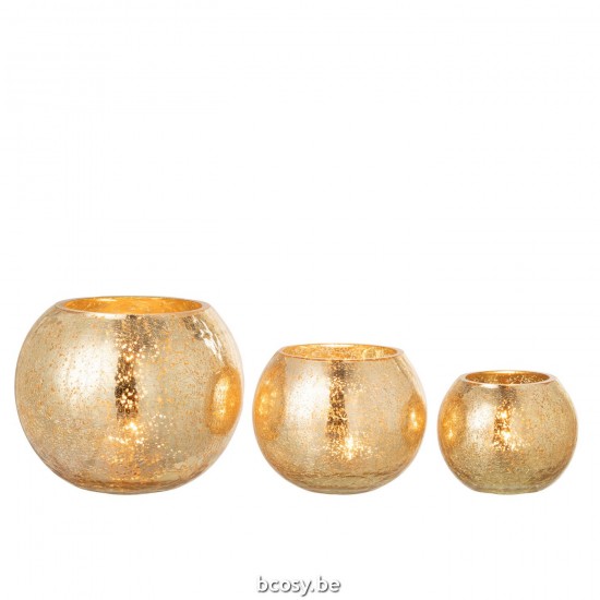 J Line Hurricane Light Ball Craquelure Glass Pearl Effect Gold Large lanterns hurricanes.