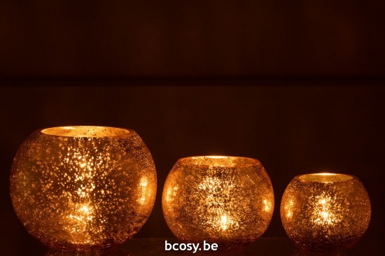 Jline Windlicht Kugel Rissig Glas Perle Effekt Gold Large lanternen.