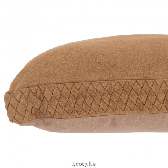 J Line coussins Jolipa Coussin Tissé Cuir Camel.
