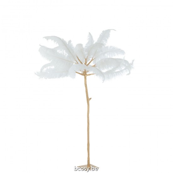 J Line Boom Pluimen Staal Goud Wit Large kerstbomen JO36813.