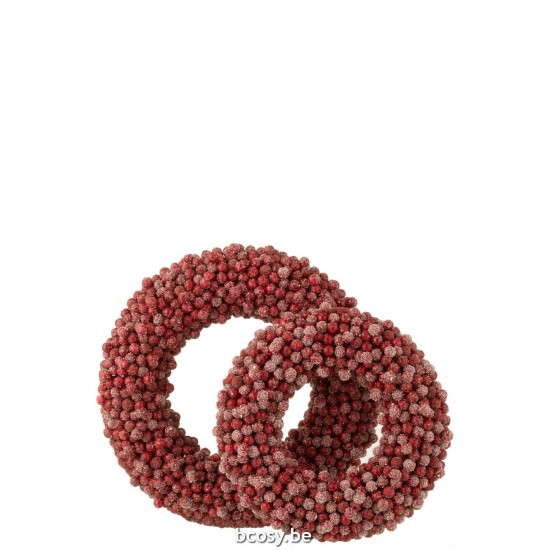J Line couronnes de noel suspendues Jolipa Suspension Couronne Baies Rond Plastique Rouge Large.
