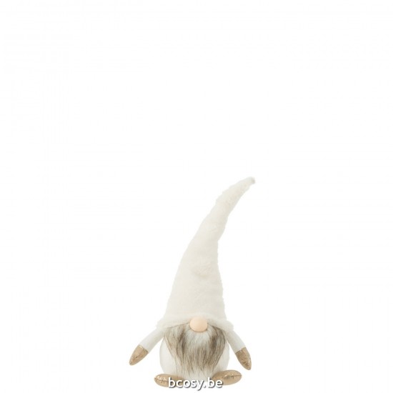 J Line Kabouter Led Textiel Wit Large kerstmannen kerstmannetjes JO36931.