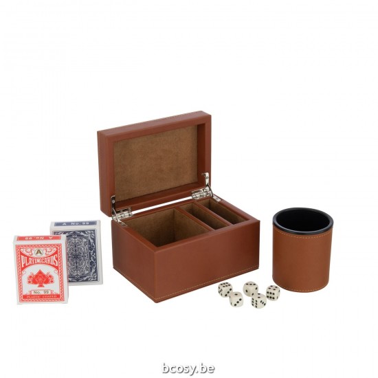 J Line Boîte de jeu. boîtes de jeu Jolipa Boite Jeux De Cartes Simili Cuir Cognac.