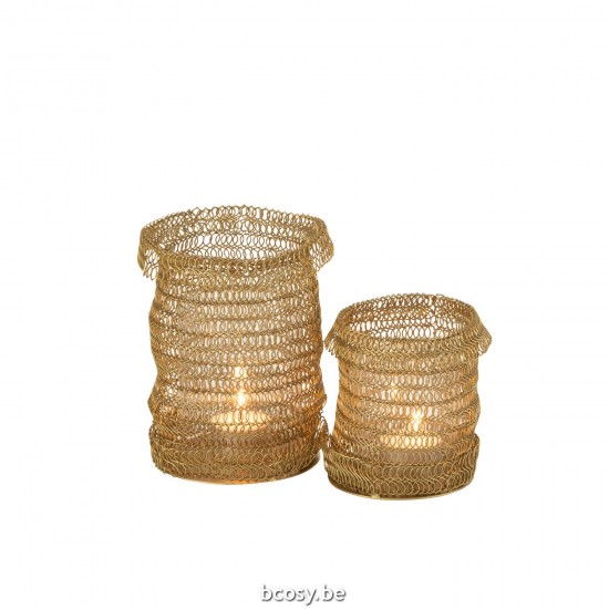 J Line Hurricane Net Metal Gold Large tea lights holders.
