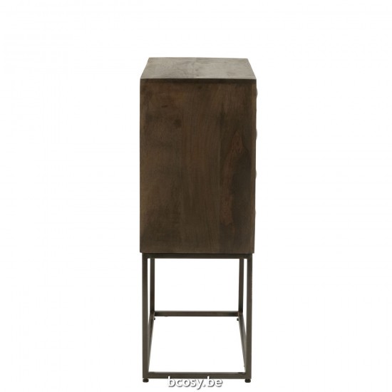 J Line armoires Jolipa Armoire Sur Pied Pino Metal Bois De Manguier Marron Gris.