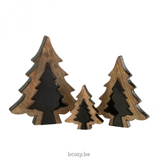 J Line arbres sapins de noel sur pied Jolipa Sapin Puzzle Bois Noir Naturel Small.