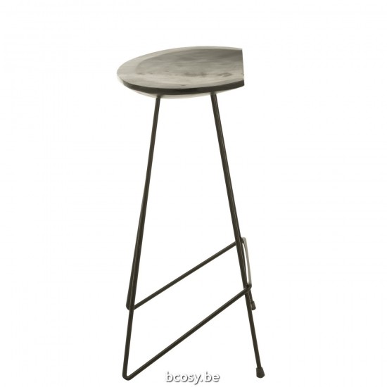 J Line chaises tabourets de bar Jolipa Chaise De Bar Teck Bois Metal Noir.