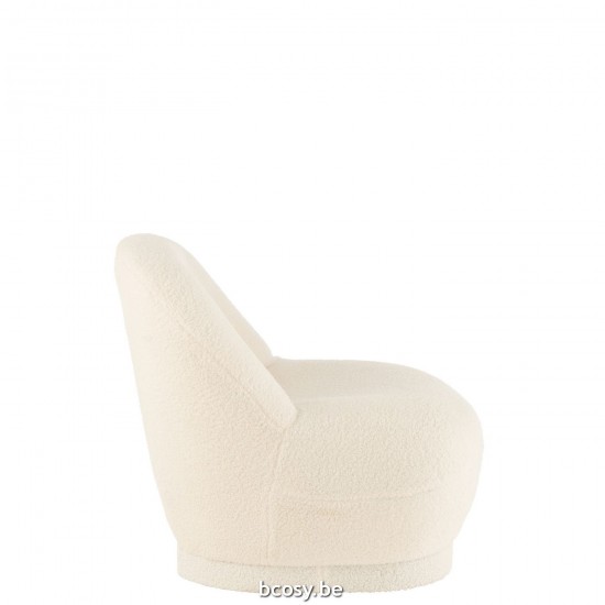 J Line poufs Jolipa Pouf Teddy Bouclé Blanc.