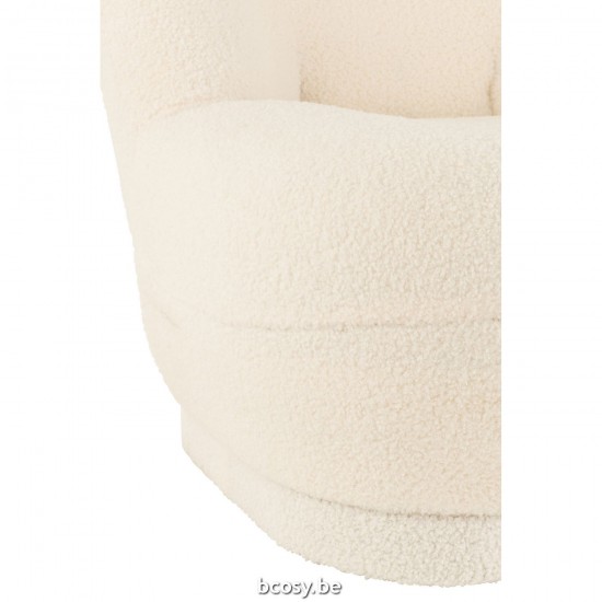 J Line Stool Teddy Bouclé White hassocks footstools.