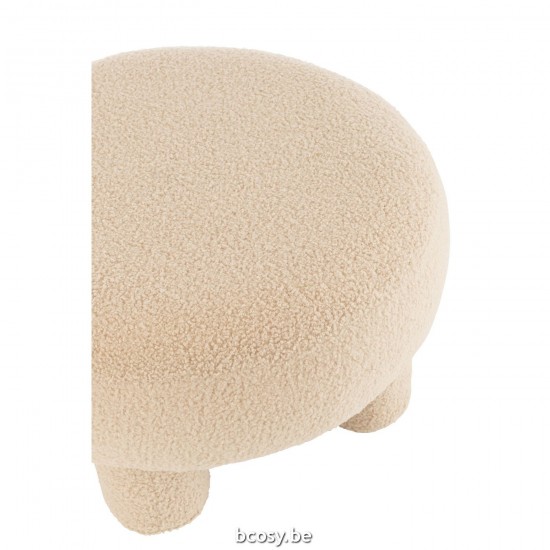 Jline Kruk Rond Teddy Voeten Bouclé Warm Beige.