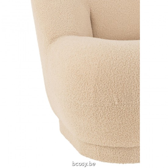J Line Stool Teddy Bouclé Warm Beige hassocks footstools.