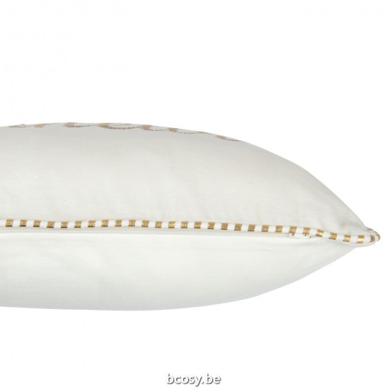 J Line coussins Jolipa Coussin Bonheur Textile Blanc Or.