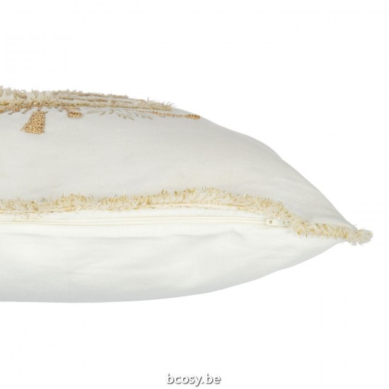 J Line coussins Jolipa Coussin Arbre Textile Blanc Or.