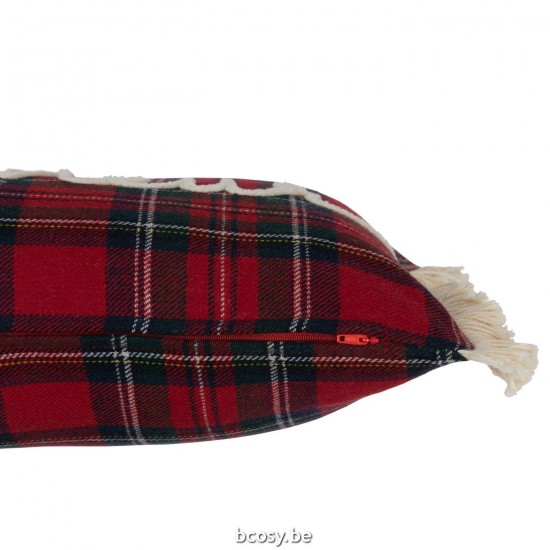 J Line coussins Jolipa Coussin Carreaux Bonheur Rouge Vert.