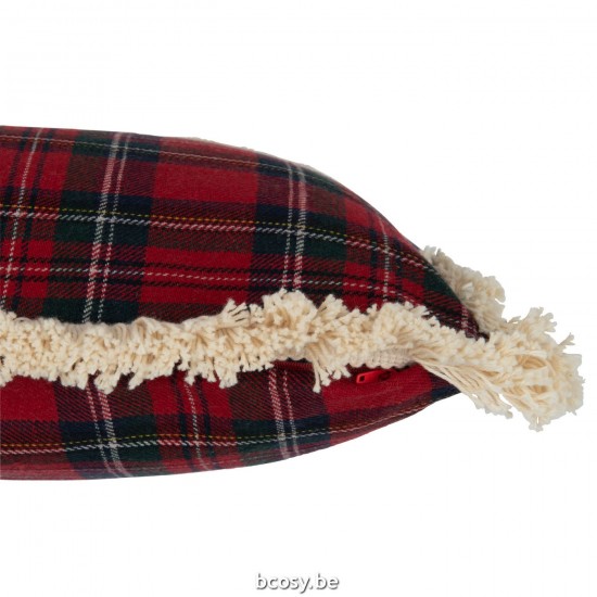 J Line coussins Jolipa Coussin Carreaux Famille Rouge Vert.