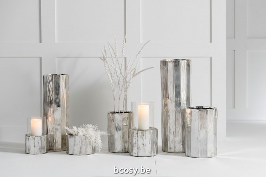 J Line Portavasi Ary Argilla Argento Medium Maceta Ary Arcilla Plata Medium.