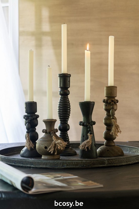 J Line Candeliere Mike Pino Ferro Nero Marrone Assortimento Di 2 Portavelas Mike Pino Hierro Negro Marrón Surtido De 2.