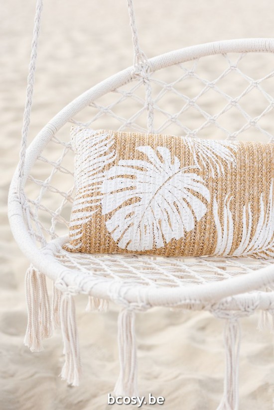 J Line Dondolo Macrame Nappe Poliestere Beige Silla Columpio Macramé Borlas Poliéster Beige.