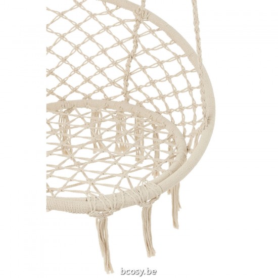 J Line fauteuils a bascule rotin berceuses berçantes Jolipa Balancelle Macramé Floches Polyester Beige.