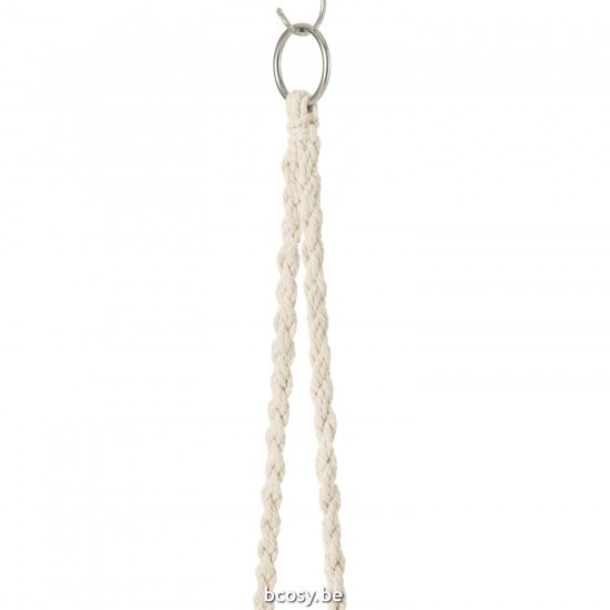 Jline Hangstoel Macramé Kwastjes Polyester Beige.