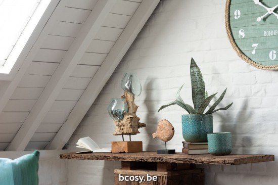 J Line Set 2 Pesci Piede Legno Di Alabasia Naturale Juego De 2 Peces Sobre Soporte Albasia Madera Natural.