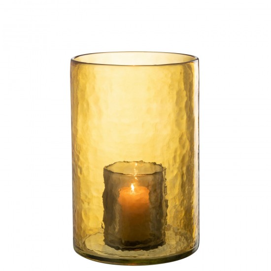 J Line Windlicht Dubbel Glas Geel Large windlichten JO45050.