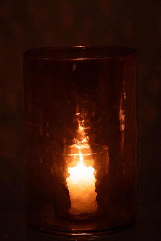 J Line lanternes photophores Jolipa Phosphore Double Verre Ocre Large.