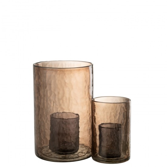 J Line Hurricane Double Glass Ochre Large lanterns hurricanes.